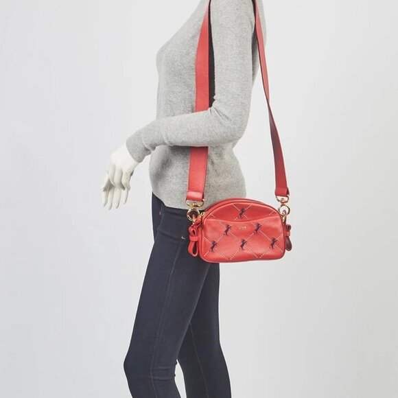 Chloe Red Leather Mini Signature Crossbody Bag - Picture 2 of 11